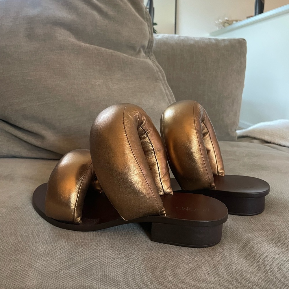 Cult Gaia x Room pillow slides in bronze -worn once